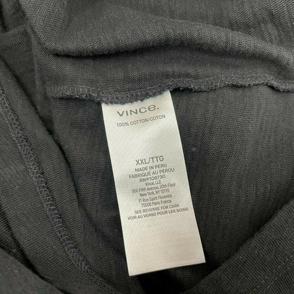 Vince Long Sleeve Henley Tee‎ Shirt Cotton Crew Neck Stretch Top Black Mens XXL - Picture 11 of 12